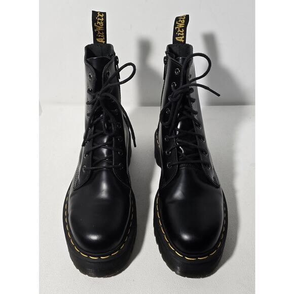 Dr. Martens Jadon Black Leather Boots Side Zip Platform Combat Mens 9/Womens 10 - Picture 2 of 10